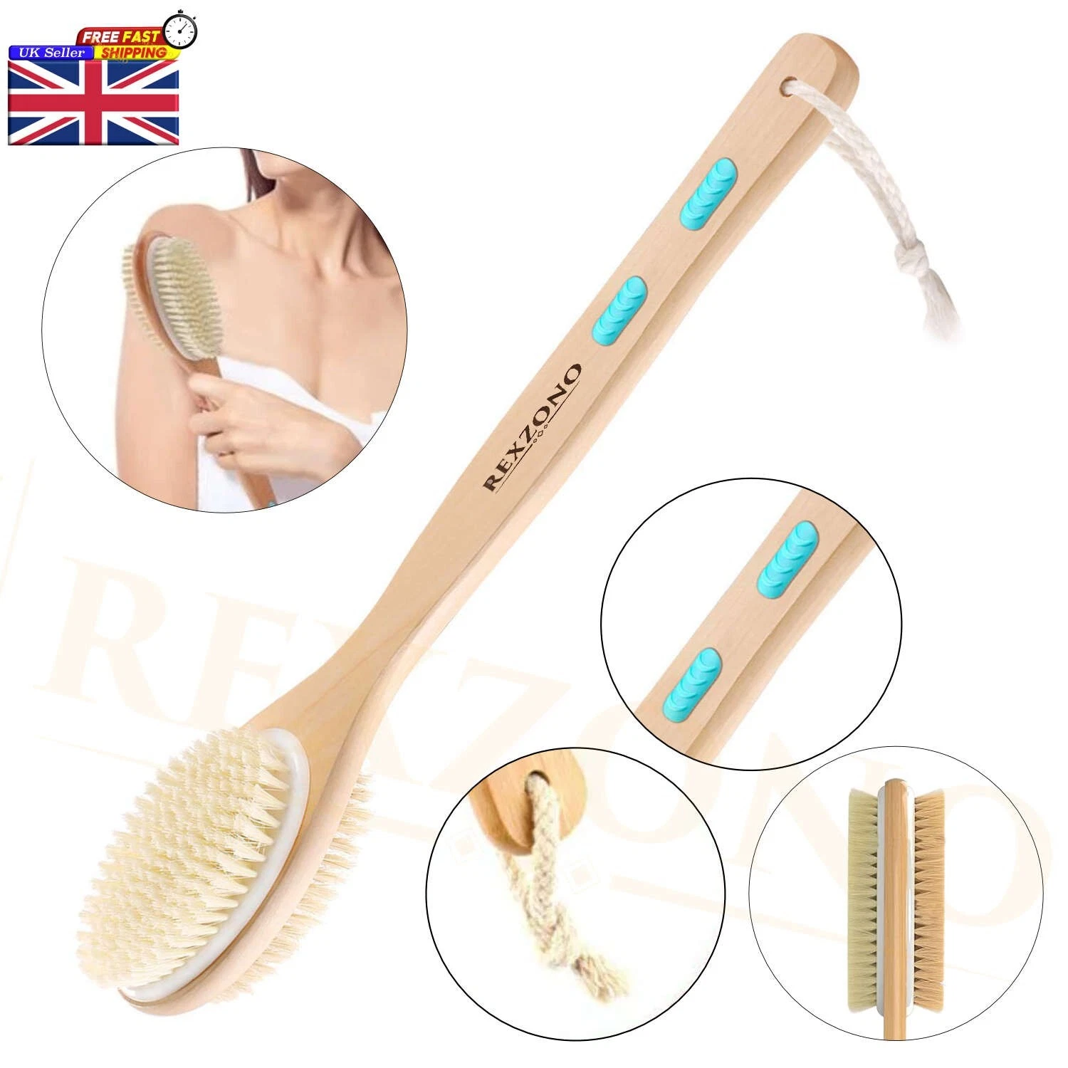 Double-Sided Shower Brush Long Handle